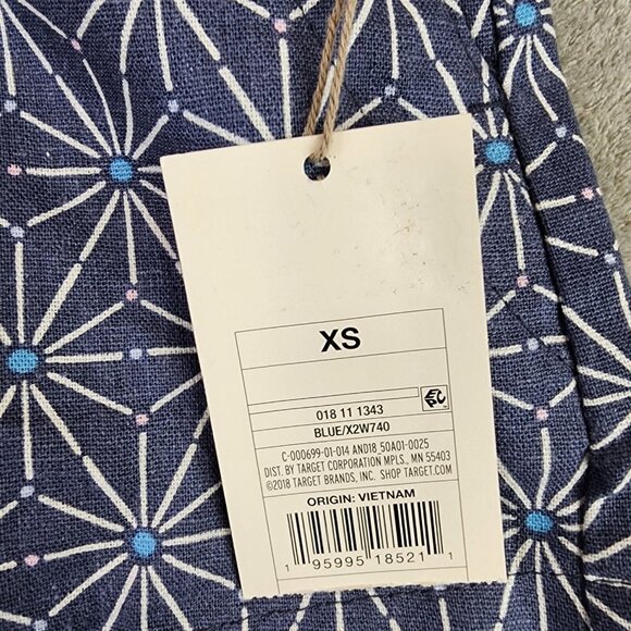 Womens A New Day Blue Patterned Pull On Linen Shorts High Waist 4" Inseam XS - Picture 4 of 8